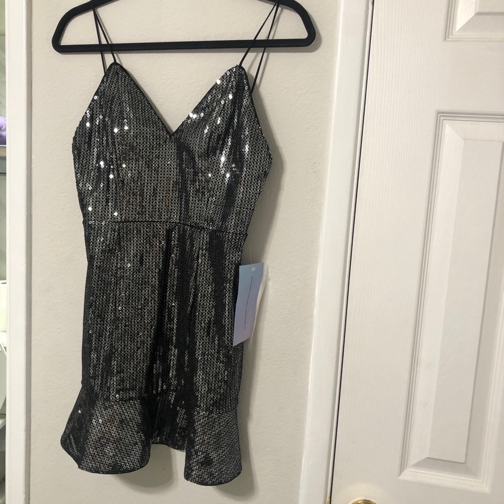 Minuet S Silver Sequin and black dress